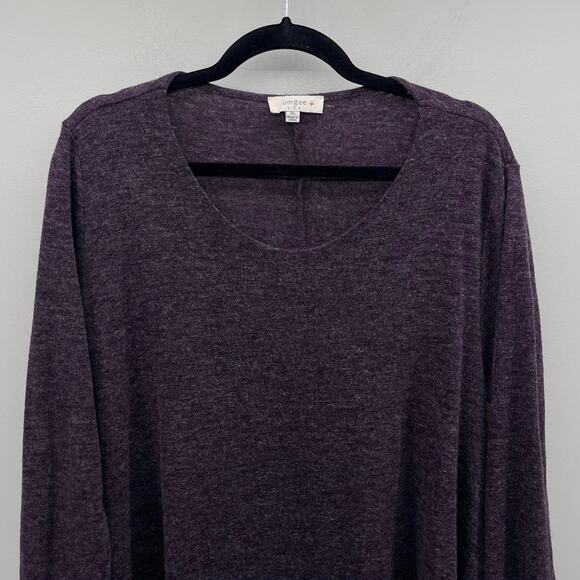 Umgee Dark Purple Plum Layered Rayon Soft Sweater Boho Tunic Swing Dress - Picture 3 of 7